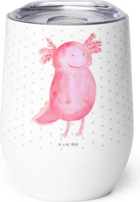 Produktbild von Mr. & Mrs. Panda Thermo Becher Axolotl Glücklich - Weiß - Geschenk, kaffee tasse, Motivation, Lebensfroh, Lurch, Thermobecher, thermosbecher, Isolierbecher, Gute Laune