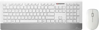 Zdjęcie produktu dla MediaRange MROS106, Bezprzewodowy, RF Wireless, Mechaniczna, QWERTZ, Srebrny, Biały, Dołączona myszka