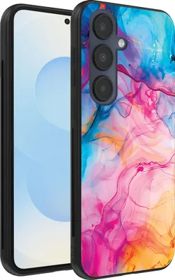 Produktbild von Smartphonica Telefon Fall geeignet für Samsung Galaxy S25 mit Regenbogen Acryl Marmor Print - TPU Backcover Fall Regenbogen Acryl Marmor Design