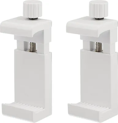 Produktbild von 2er Set Universal Smartphone Halterung Weiß mit 1/4 Zoll Gewinde - Verstellbarer Handyhalter für Stativ & Selfie-Stick (55-105 mm)