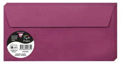 Produktbild von Clairefontaine Umschlag DL Pollen 120g himbeer 11x22 cm Packung 20 Stück