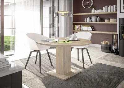 Produktbild von Säulen-Esstisch >Tap< (ausziehbarbis 130cm) in eiche sägerau - 90(130)x76x90cm (BxHxT)