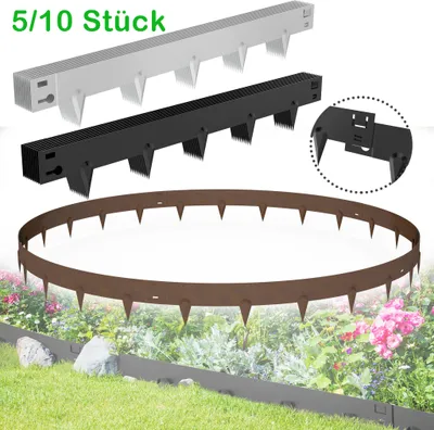 Produktbild von LARS360 Verzinkte Beeteinfassung Metall 5m Länge - 16cm Hohe Flexible Rasenkante als Mähkante und Beetbegrenzung - Wetterfeste Gartenpalisade für Hof, Wege und Rasen - Schnelle Montage, Rostbraun