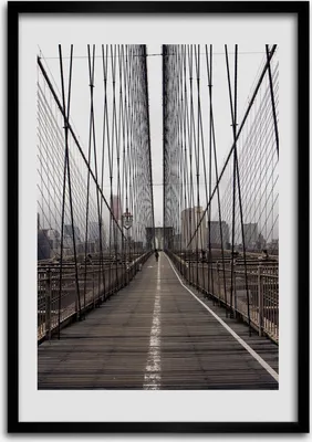 Produktbild von Bild - Bilderrahmen - Foto - 70 cm x 100 cm - MDF - Rahmen - Wandkunst - Brooklyn-Brücke