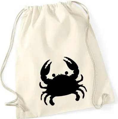 Produktbild von Huuraa Turnbeutel Krabbe Silhouette 12 Liter Natural Baumwolle Rucksack Geschenkidee