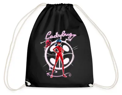 Produktbild von Spreadshirt Miraculous Ladybug Mit Tikki Turnbeutel, One size, Schwarz