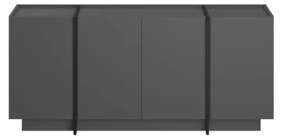 Image de Console Meuble dentrée en bois MDF mélaminé anthracite et noir 180 x 45 x 80 cm fermeture douce