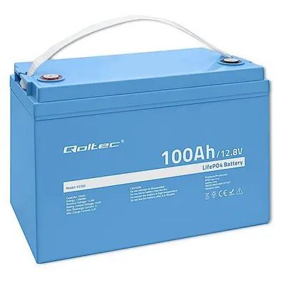 Produktbild von Qoltec 53705, 100 Ah, 12,8 V, 100 A, Auto, Wartungsfrei, Blau