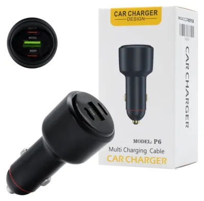 Productafbeelding van ECOBOX Autolader USB + Type-C QC3.0 + PD 160W, zwart