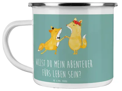 Produktbild von Mr. & Mrs. Panda Pott Heiratsantrag Abenteuer - Meeresbrise - Geschenk, gemeinsame Lebensreise, Geschenke, Emaille Tasse, Hochzeit, unvergessliches Zeichen, Teetasse