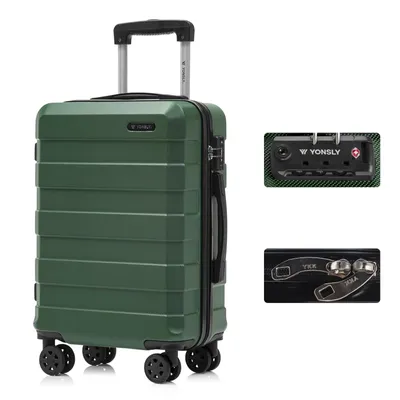 Produktbild von yonsly Premium Reisekoffer TSA-Schloss,YKK-Reißverschluss Hartschalen-Koffer Trolley Kabinenkoffer Rollkoffer Suitcase Handgepäck (Dunkelgrün, M)