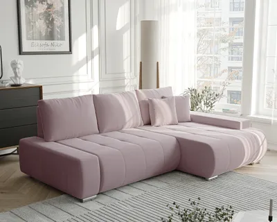 Image de Canapé d'angle NIKO avec fonction sommeil et coffre de lit Canapé d'angle en L Salon Canapé avec coffre de lit Canapé droit Monolith 62 Violet