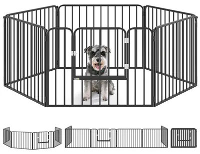 Immagine prodotto di PawHut Recinto per Cani a 6 Pannelli Modulabili da Interno ed Esterno, in Acciaio con 7 Picchetti, 164x83x60 cm, Nero