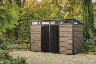 Produktbild von Gartenhaus Keter Signature Ashwood Pent 11x7 inkl. Fußboden 342 x 218 cm anthrazit/braun