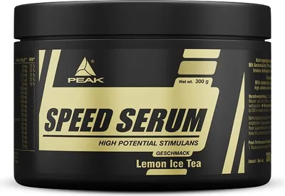 Produktbild von Speed Serum - 300g : Lemon Ice Tea I Pulver I Energydrink I Koffein I Aminosäuren I Pflanzenextrakte I Diät I Stimulanzien I Pre Workout I Panax Ginseng I Ingwer I Grüntee EGCG I BCAA I Vitamine I Guarana I Cholin I Fettstoffwechsel I glutenfrei I wenig Zucker