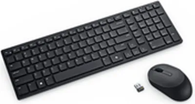 Zdjęcie produktu dla DELL Kompaktowa cicha klawiatura i mysz Pro — KM555 - hiszpańska (QWERTY), Bezprzewodowy, RF Wireless + Bluetooth, Plunger key switch, QWERTY, Czarny, Dołączona myszka