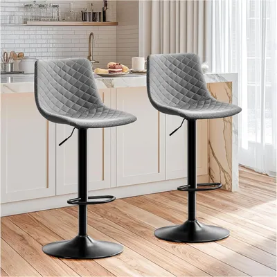 Produktbild von STOOLINK Barhocker 2er Set Kunstleder Höhenverstellbar Grau Tresenhocker 150kg