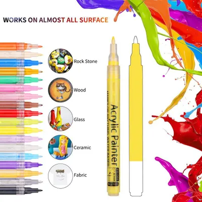 Produktbild von 18 Farben 0,7 mm Marker Stifte wasserfest Permanent Paint Art Pen Graffiti