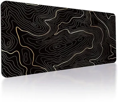 Zdjęcie produktu dla Elzusha - Duża podkładka pod mysz gamingowa, czarno-złoty marmurowy wzór - 80x40 cm