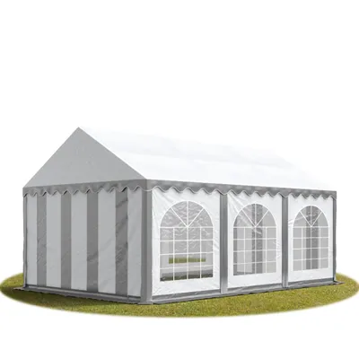 Immagine prodotto di TOOLPORT 4x6 m Tendone per feste PREMIUM PVC ritardante di fiamma - grigio-bianco 100% impermeabile Tendone da esterno Tenda party