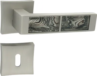 Produktbild von DOMINO Türgriff Drückergarnitur BB-Buntbart Set | Vierkant-Rosette | Türklinke für Zimmertür, Bürotür, Kellertür & Innentür | Türbeschläge aus Znal | Bronze Türdrückergarnitur | TIGER-QR M91 BLACK