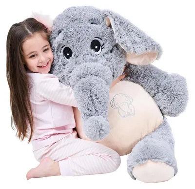 Productafbeelding van Grote grijze knuffel, olifant, pluche, 100 cm
