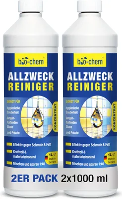 Produktbild von bio-chem Allzweckreiniger Konzentrat - Extrem leistungsstark für hygienische Sauberkeit - 2x 1000 ml - Multi Clean Kraftreiniger Küchenreiniger - für den gesamten Haushalt, Küche, Bad, Wohnzimmer