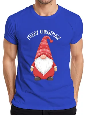 Zdjęcie produktu dla Wesołych Świąt! Koszulka męska Christmas Gnome Christmas Snowflakes, Niebieski, 3XL