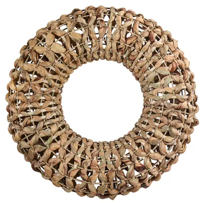 Produktbild von Dehner Kranz Beira, in Handarbeit beidseitig geflochten, Ø 40 cm, Höhe 11 cm, Naturmaterial / Metall, hellbraun