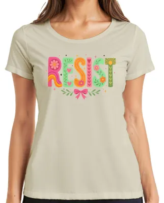Produktbild von RESIST Groovy Retro Blumen Hippie Feminismus Statement Sarkasmus Damen T-Shirt, Natur, 3XL