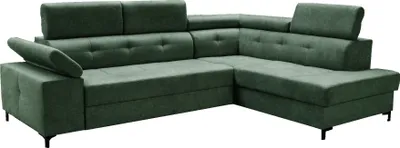 Produktbild von Ecksofa Darkos - Dunkelgrün Rosario 467 (Rechts) - klassisches Ecksofa mit Ziersteppung, Wohnzimmersofa, Ecksofa in L-Form, Sofa mit Bettzeugablage, Sofa mit Schlaffunktion, Ecksofa, Wohnzimmer, Lounge, Polstergarnitur, Loungegarnitur