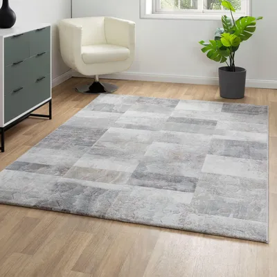 Produktbild von Steffensmeier Kurzflor Teppich Lauro Wohnzimmerteppich Vierecke Grau Beige, Größe: 120x170 cm