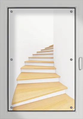 Produktbild von Wallario Lichtschutzbild, Dekorativer Sichtschutz Sonnenschutz 60 x 93 cm mit Motiv: Wendeltreppe aus hellem Holz - Verdunklung ohne Bohren