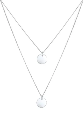Imagen del producto de Collar Elli para mujer, con colgante de forma ovalada, de dos capas, en plata de ley 925