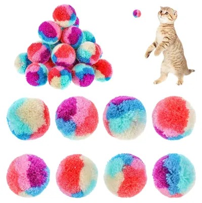 Produktbild von Katzenspielzeugset mit 30 bunten Filzballen - interaktiv und weich