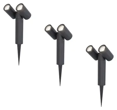 Produktbild von hoftronic LED Gartenstrahler 8W 690lm 6500K IP65 Schwarz 3er Set