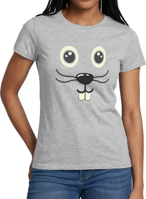 Produktbild von Spreadshirt Maus Gesicht Fasching Kostüm Frauen T-Shirt, XXL, Grau meliert