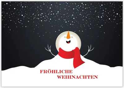 Produktbild von Lustige Winter Schneemann Weihnachtskarte im Schnee: Fröhliche Weihnachten