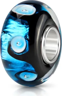 Produktbild von MATERIA by Matthias Wagner Glas Bead schwarz blau Element mit Glitzerfolie 1483