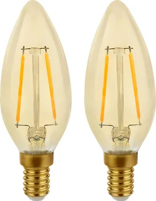 Produktbild von 2 x LED Filament Kerze 2W = 25W E14 klar Gold Retro Shine warmweiß 2700K