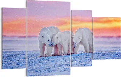 Produktbild von Bild auf Leinwand - Leinwandbild - Bären Winter Schnee Familie - 120x70cm - Wand Bild - Wanddeko - Leinwanddruck - Bilder - Kunstdruck - Wanddekoration - Leinwand bilder - Wandkunst - DL120x70-2836