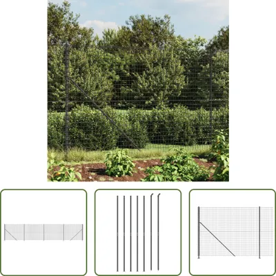 Produktbild von The Living Store Maschendrahtzaun mit Bodenflansch Anthrazit 2,2x10 m
