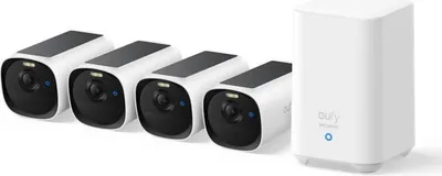 Immagine prodotto di Eufy eufyCam E40 4-Cam Kit + HomeBase S280, Telecamera di sicurezza IP, Esterna, Cablata e wireless, A parete, Nera, Bianca, Sferica (forma)