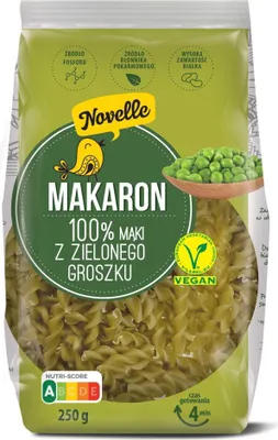 Produktbild von Proteinnudeln mit grünen Erbsen, Spiralen, 250g NOVELLE