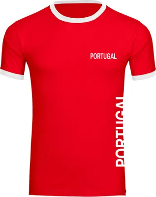Produktbild von multifanshop Kontrast T-Shirt - Portugal - Brust & Seite, rot/weiß, Größe XXL