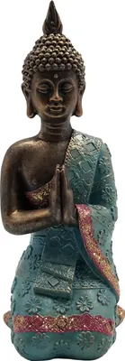Produktbild von Dehner Dekofigur Buddha, 28.5 x 11 x 13.5 cm, Polyresin, türkis/kupfer/gold/rot