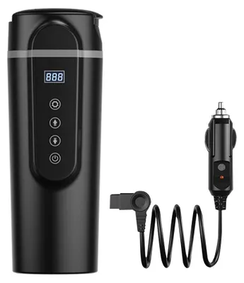 420 ml Edelstahl-Heizbecher 12/24 V, Touch-Temperatur, Schwarz