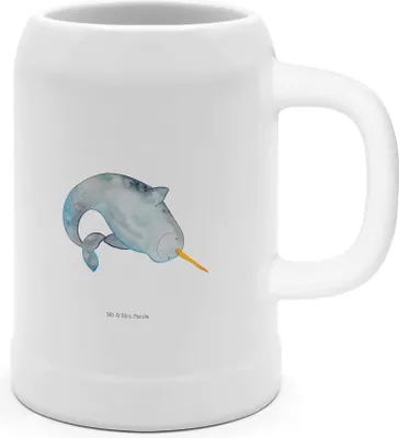 Produktbild von Mr. & Mrs. Panda Seidel Narwal - Weiß - Geschenk, Tonkrug, Steinkrug, Meer, Hausfrau, Putzen, Aufräumen, Krug, Kinderzimmer, Humpen, Steinzeugkrug, Wal