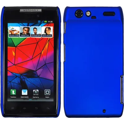 Produktbild von PhoneNatic Case kompatibel mit Motorola Razr - Hülle blau gummiert Hard-case + 2 Schutzfolien