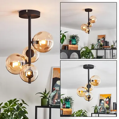 Produktbild von Isorella Deckenlampe aus Metall/Glas in Schwarz/Bernsteinfarben
